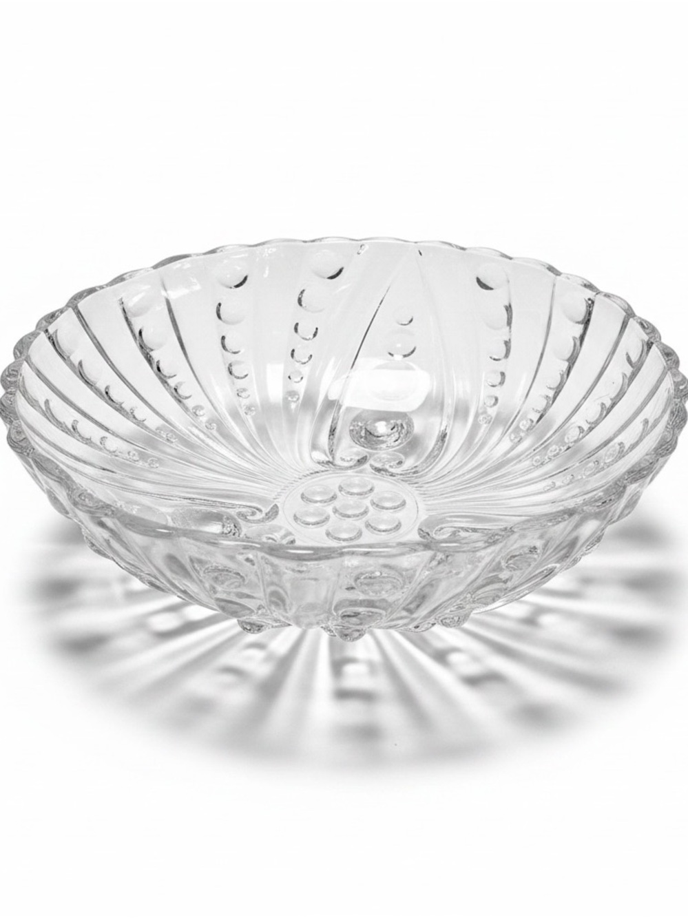 Vintage Anchor Hocking Burple Clear Glass Footed Serving Bowl 8.5” Centerpiece